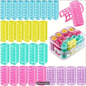 Hair Rollers Set with Zipper Storage Bag, 30pcs/set Lightweight Plastic Hair Rollers, Heatless Styling Tools for Home Salon