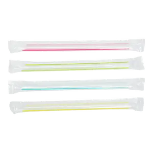 [2,000 ct] Clear Boba Straws | Individually Wrapped | Mixed Stripes (0.39" x 7.5")