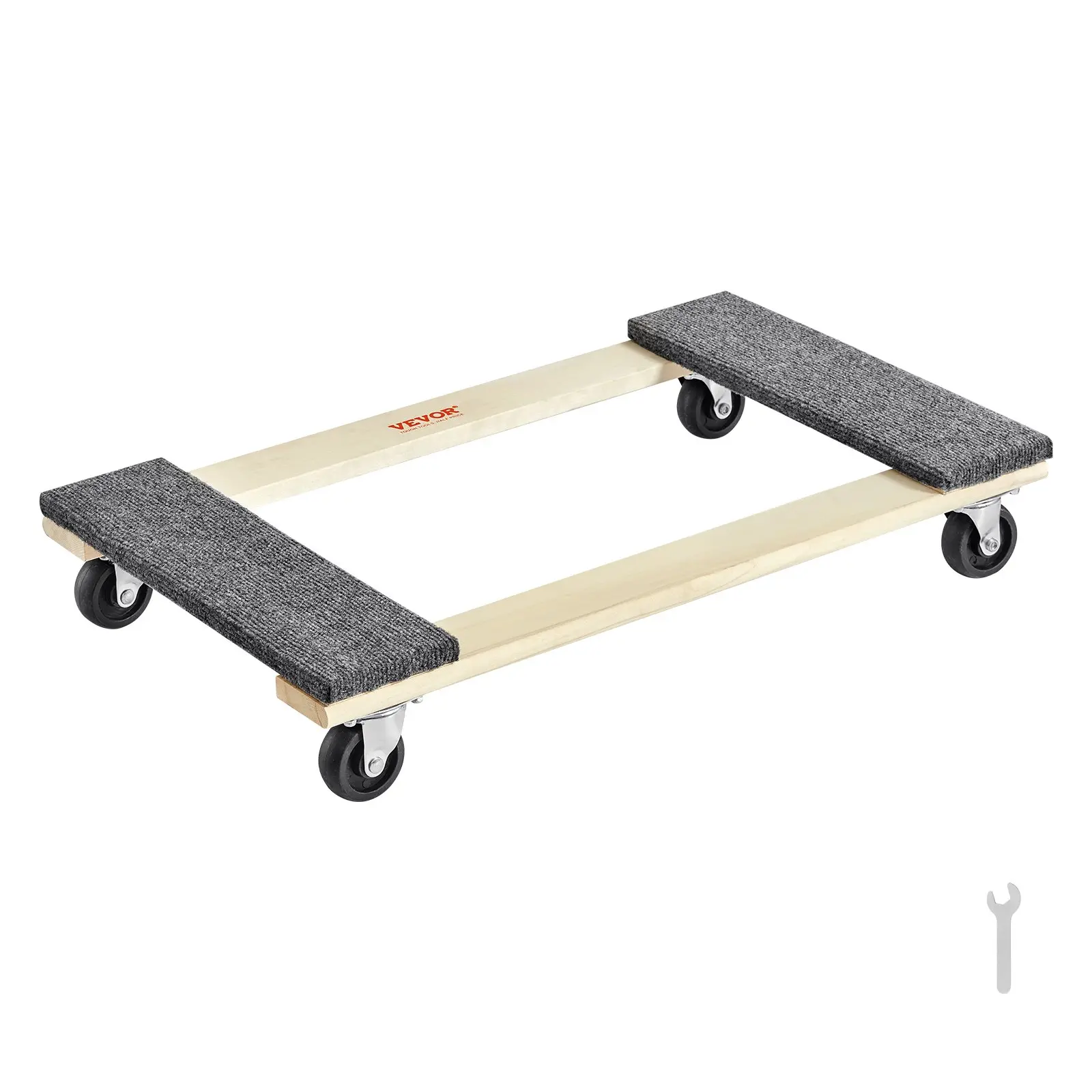 【DealsForYouDays】VEVOR Furniture Dolly, 1000 lbs Load Capacity, 18x 30, 4x 3 PP Swivel Casters, Heavy Duty Hardwood Furniture Moving Dolly, Mover's Dolly, Moving Cart with Wheels for Heavy Furniture Home Cleaning