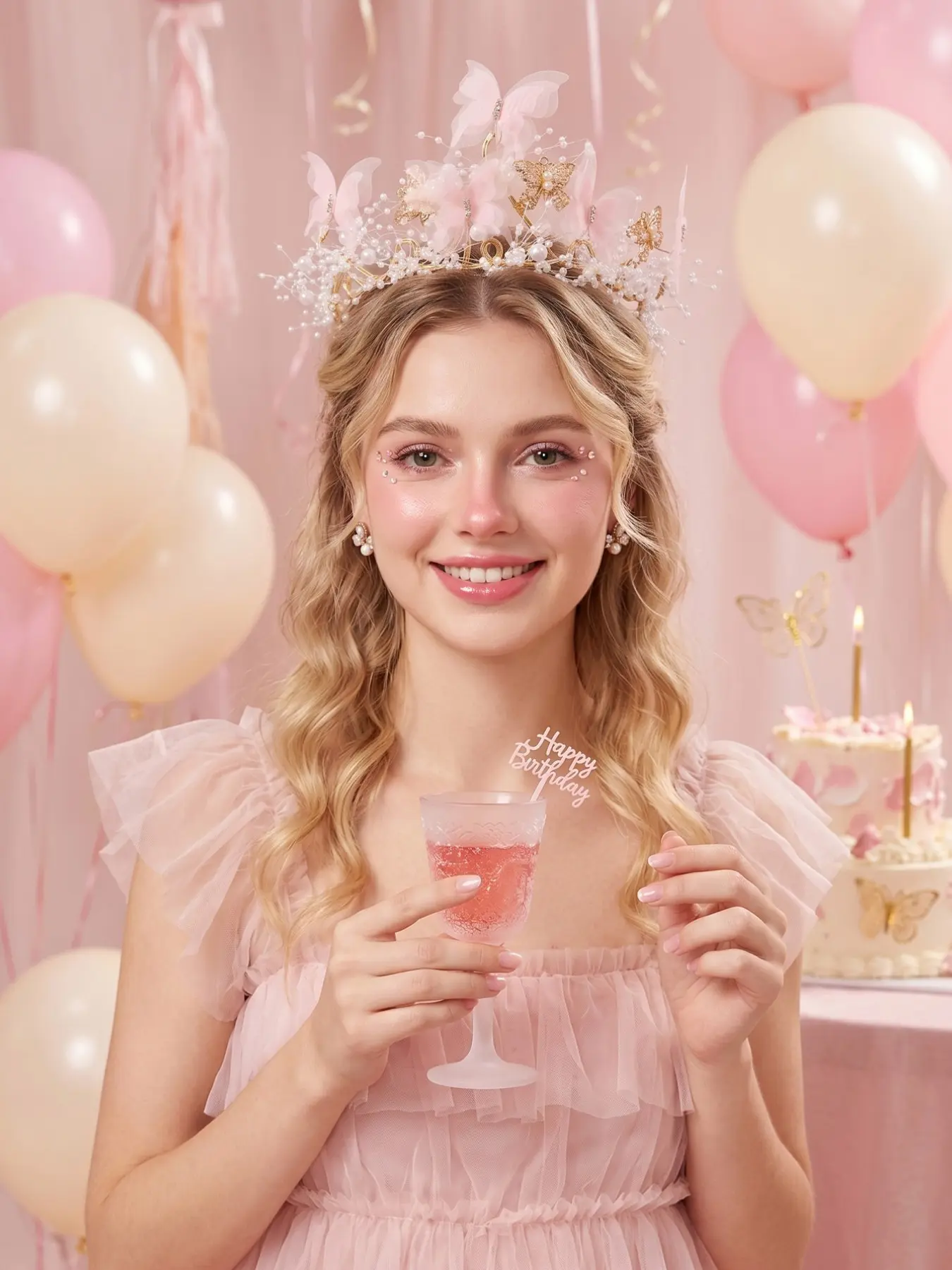 Dreamy Fairy Dust Mesh Butterfly Pearl Crown Hair Accessory, Handmade Wire Bride Maid Wedding Headpiece, Princess Style Party Photo Hat