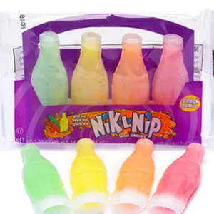 Nik-L-Nip Mini Drinks (4pk) - Wax Bottles - Sweet, Candy tiktok candy Snack Lemon tiktok candy Bonbon Bites wax bottle cozy wax bottle wax candy Retro