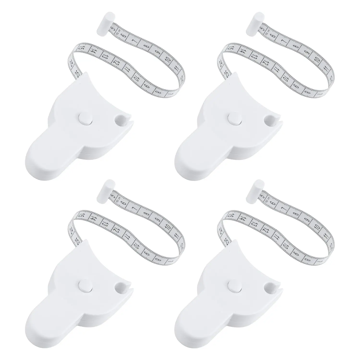 4 Pack Retractable Body Measuring Tape Set, Automatic Measuring Tape with Locking Mechanism and Push Button for Body Measurements, Ideal for Fitness, Tailoring & Weight Loss Tracking