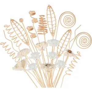 32 count Reed Diffuser Sticks Set Include 21 count  Rattan  Beads, 11 Style  Diffuser, Rattan Reed  Replacement for (Wooden Color)
