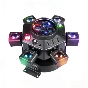 150W Moving Head Disco Effect RGBW LED Strobe Light New Year Decorative Light Christmas DJ Party KTV Six Arm Bee Eye Laser Light with 26 Channels DMX Control