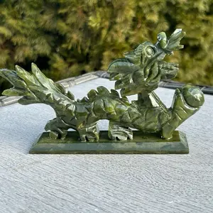 Natural Green Jade Dragon Statue