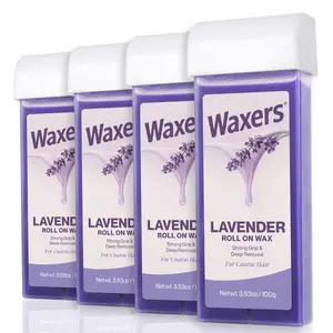 Waxers Roll on Wax, Lavender Waxing Roller Refill for Hair Removal Wax Cartridge Depilatory Roller Refill for Women Men 4 Pack