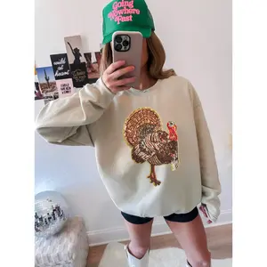 Sequin Turkey Patch Sweatshirt