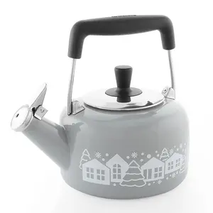 Enamel-on-Steel Mountain Village Teakettle (1.4 Qt.), Fog Grey