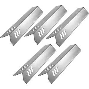 5-Pack Stainless Steel BBQ Gas Grill Heat Plate Shield Tent Replacement for Backyard BY14-101-001-02,BY13-101-001-13, Dyna-Glo DGF493BNP,DGF510SBP, Uniflame GBC1059WB Gas Models (15" x 3-3/4")