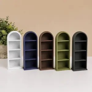 Rounded Mini Bookshelf - Compact & Functional Design for Small Spaces - Enhance Your Shelf with Mini Books and Accessories Kit