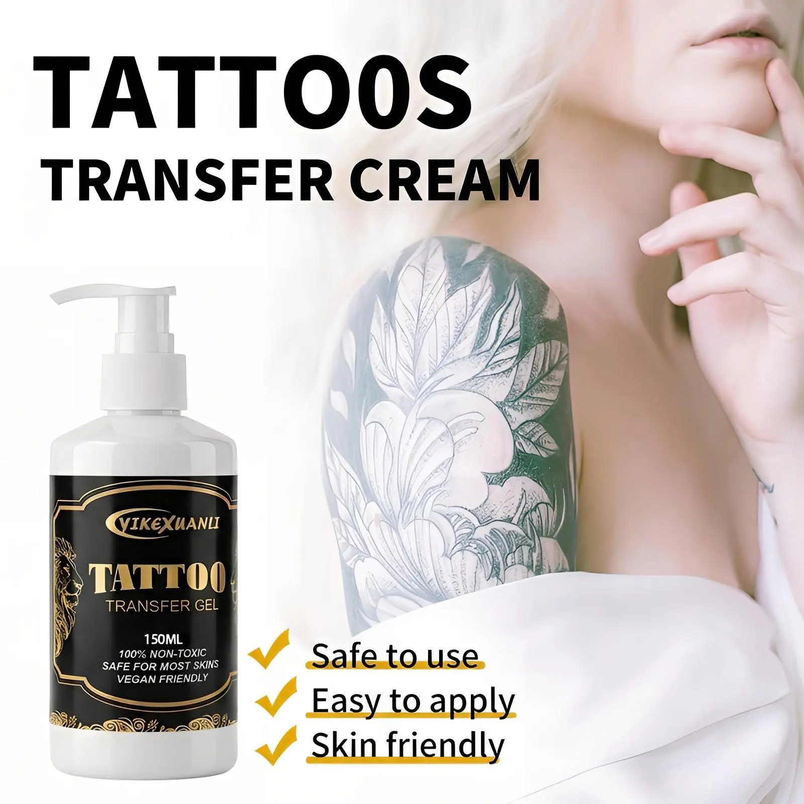 Yikexuanli 150ml Soothing Tattoo Stencil Transfer Gel with Aloe Vera - Youth-Focused Tattoo Supplies, Safe for Most Skin Types, Single Item Body Art Accessory