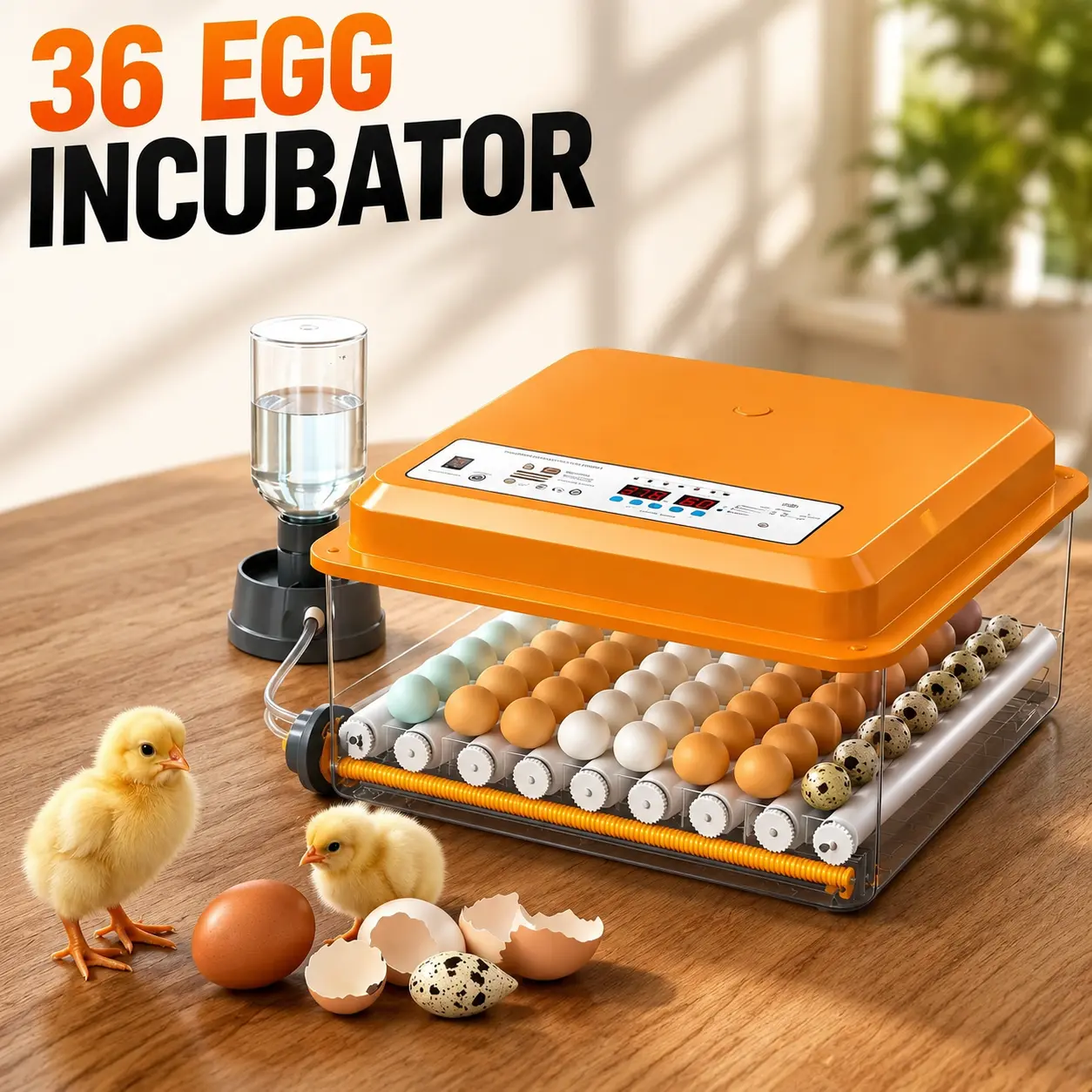 2026 Upgraded Smart Automatic Poultry Incubator - Auto Turning, Dual Power Supply, Built-in Candler, Digital Hatcher for Chicken, Duck, Quail, Pigeon