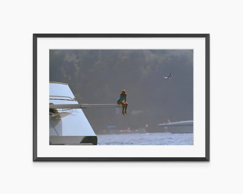 Princess Diana Spencer on Yacht, Portofino Italy, Photography Prints, Princess of Wales, Vintage Poster,