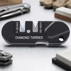 Portable 4-in-1 Tungsten Steel Knife Sharpener, Multi-functional Tool for Home & Outdoor, Camping Fishing Travel, High Precision Sharpening Stone Kit, Tactical Knife Maintenance Set, Durable Metal Sharpening Rod for Kitchen and Camping Knives