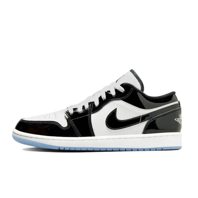 NIKE Air Jordan 1 Low SE Concord Men's Sports Shoes, Classic Low-Top Patent Leather Trainer, Cushioned Walking Shoes for mensfashion, Athletic, Black Patent