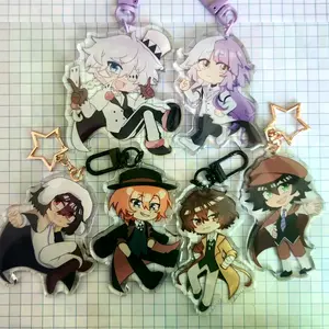 Bungo Stray Dogs Keychain Acrylic Charms - Cute Acrylic Cartoon Keychain, Funny Meme Character Charm for Keys, Bags, Backpack, Durable Gift for Fans & Collectors