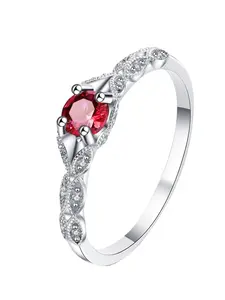 Elegant S925 Silver Ring for Women, Rhodolite Garnet Zircon Jewelry, Simple Style Gemstone Accessory, Solitaire Engagement Ring