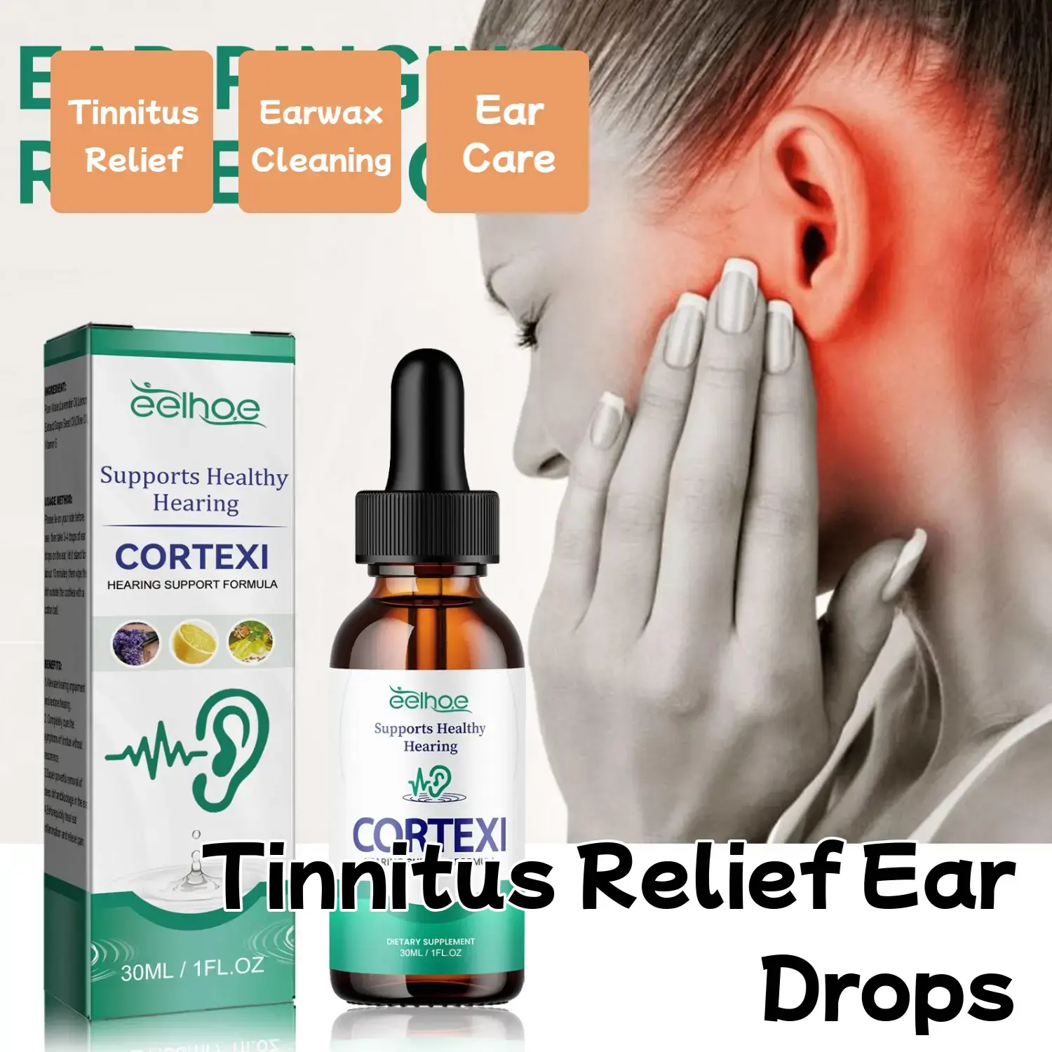 EELHOE Tinnitus Ear Drops Clean Earwax Relieve Tinnitus Ear Back Ear Discomfort Ear Drops Ear Hygiene Ear Care Relief Formulas