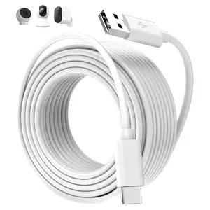 5M/16FT Long USB C  Power Extension Cord for  Mi Camera /CCTV/Blink Mini 2/eufy Indoor Cam C220/C210/S330/Ring Indoor Camera,USBA to USB C Cord for  Cameras Power ,White
