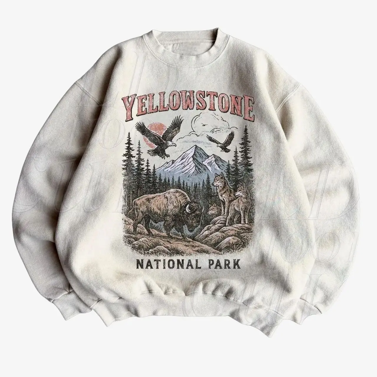 Retro Yellowstone National Park Sweatshirt, Vintage 90s Bison Eagle Wildlife Crewneck, Nostalgia Western Classic Gift, Retro Wildlife Crewneck