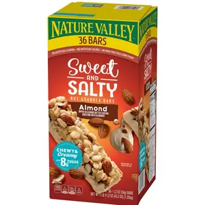 Sweet & Salty Almond Granola Bars 36 Count Chewy Creamy No Sugar Added 8g of Sugar per Bar