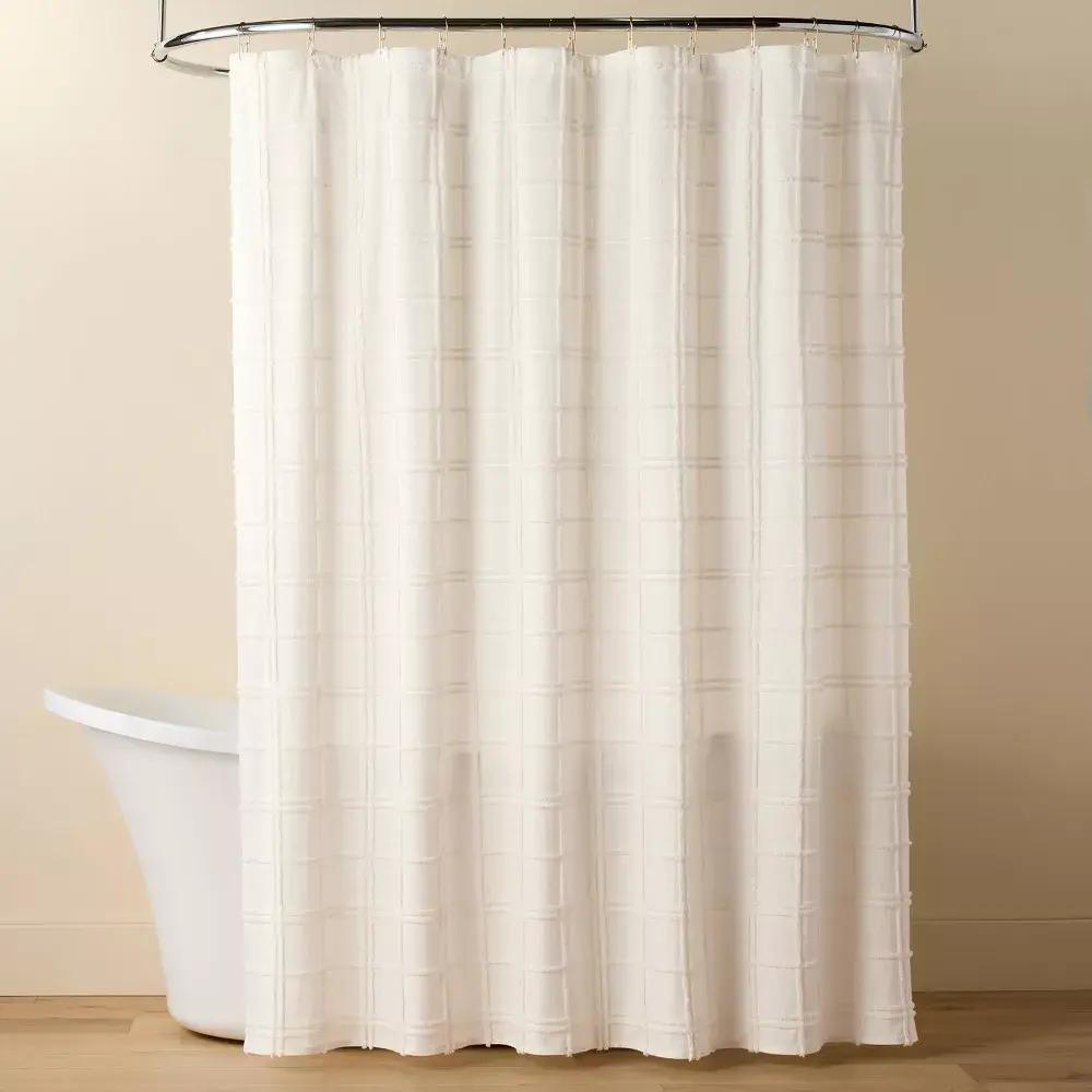 Tufted Grid Shower Curtain Cream - Hearth & Hand with Magnolia Tufted Grid Shower Curtain Cream - Hearth & Hand with Magnolia