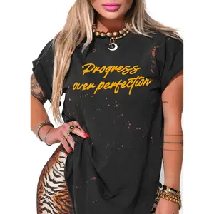 PROGRESS OVER PERFECTION BLEACHED OUT SIDE SLIT TEE