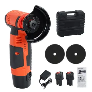 Portable Rechargeable Brushless Cordless Angle Grinder, Handheld Metal Cut Off & Polishing Power Tool, Hardware Tool with 2 Batteries and 1 Charger
