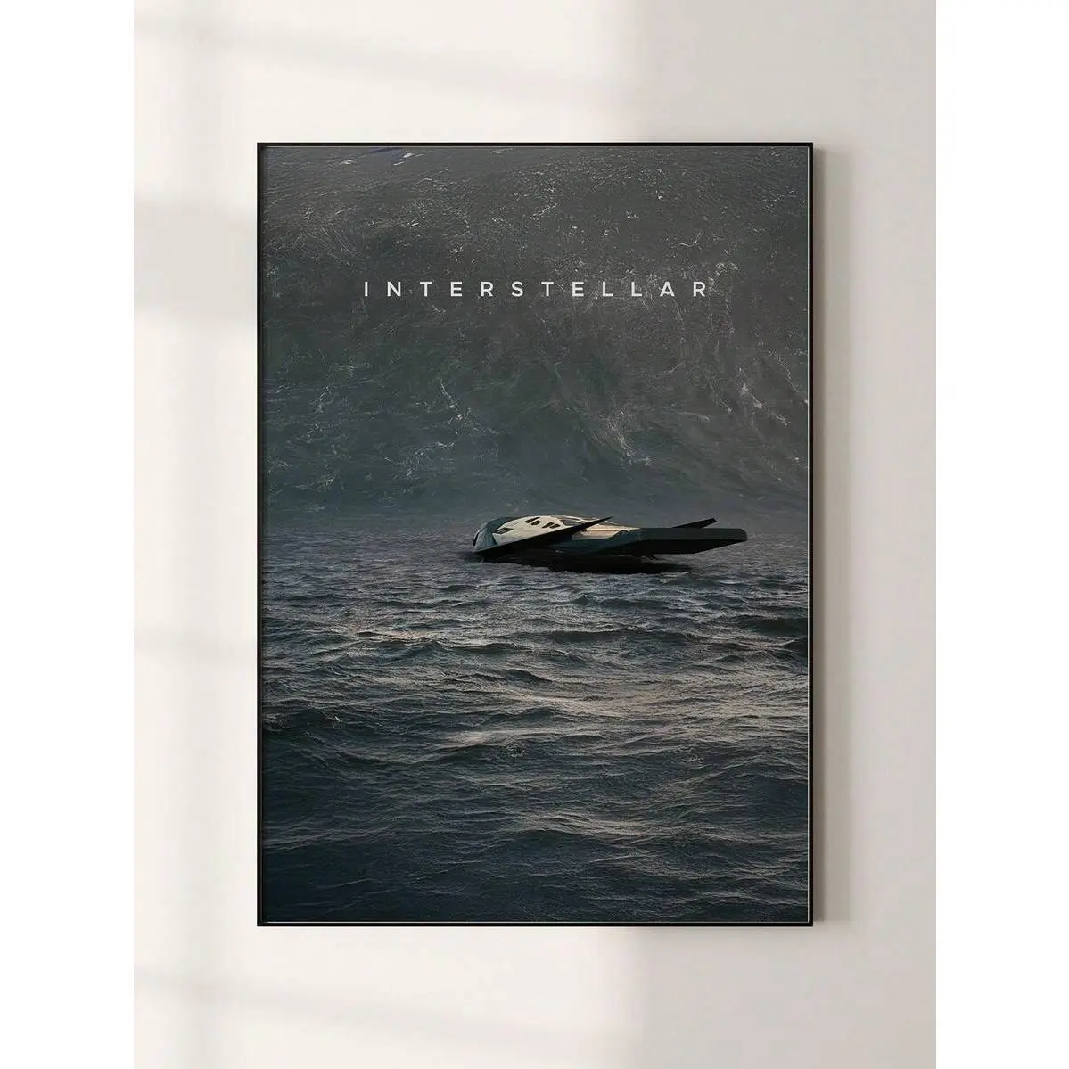 Interstellar "Water Planet" Scene Adventure Space Theme Canvas Poster, Moody Tones Artistic Minimalist Sci-Fi Unframed Fade-Resistant Art Print, 12×18/16×24/20×30 In Wall Decoration for Bedroom