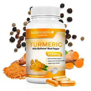 Balance Life Turmeric Curcumin Supplement-Organic Turmeric Powder & 95% Curcumin Extract, BioPerine Black Pepper 2050mg, Joint Support and Immune Support, Made in USA, 120 Capsules Edible Healthcare Dietary Fitness