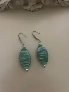 Green Marble Oval Earrings