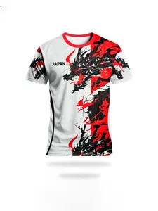 Japanese Special Edition Men's Football Jersey Sports Jersey with Dragon Print, Breathable Knit Fabric, American Retro Style, Ideal for Training & Casual Wear