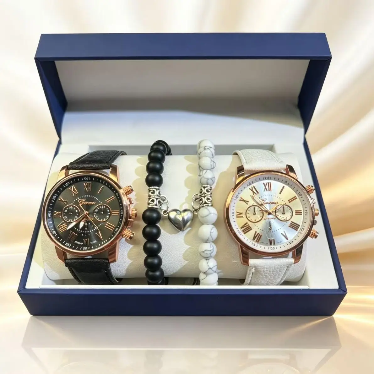Couple Black White Wrist Watch Set