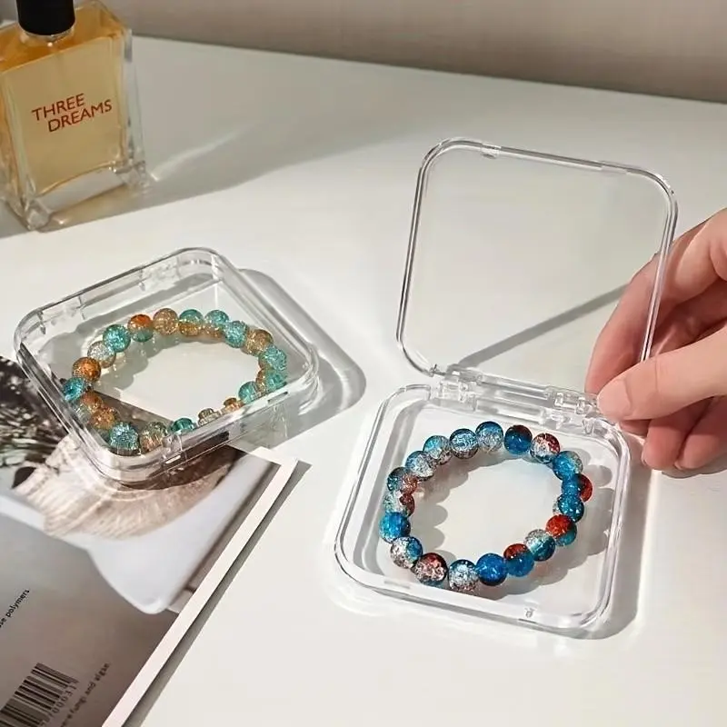 Transparent Bracelet Necklace Jewelry Box, Portable Dustproof Crystal Storage Case, Small Antioxidant Organizer for Beads and Amulets
