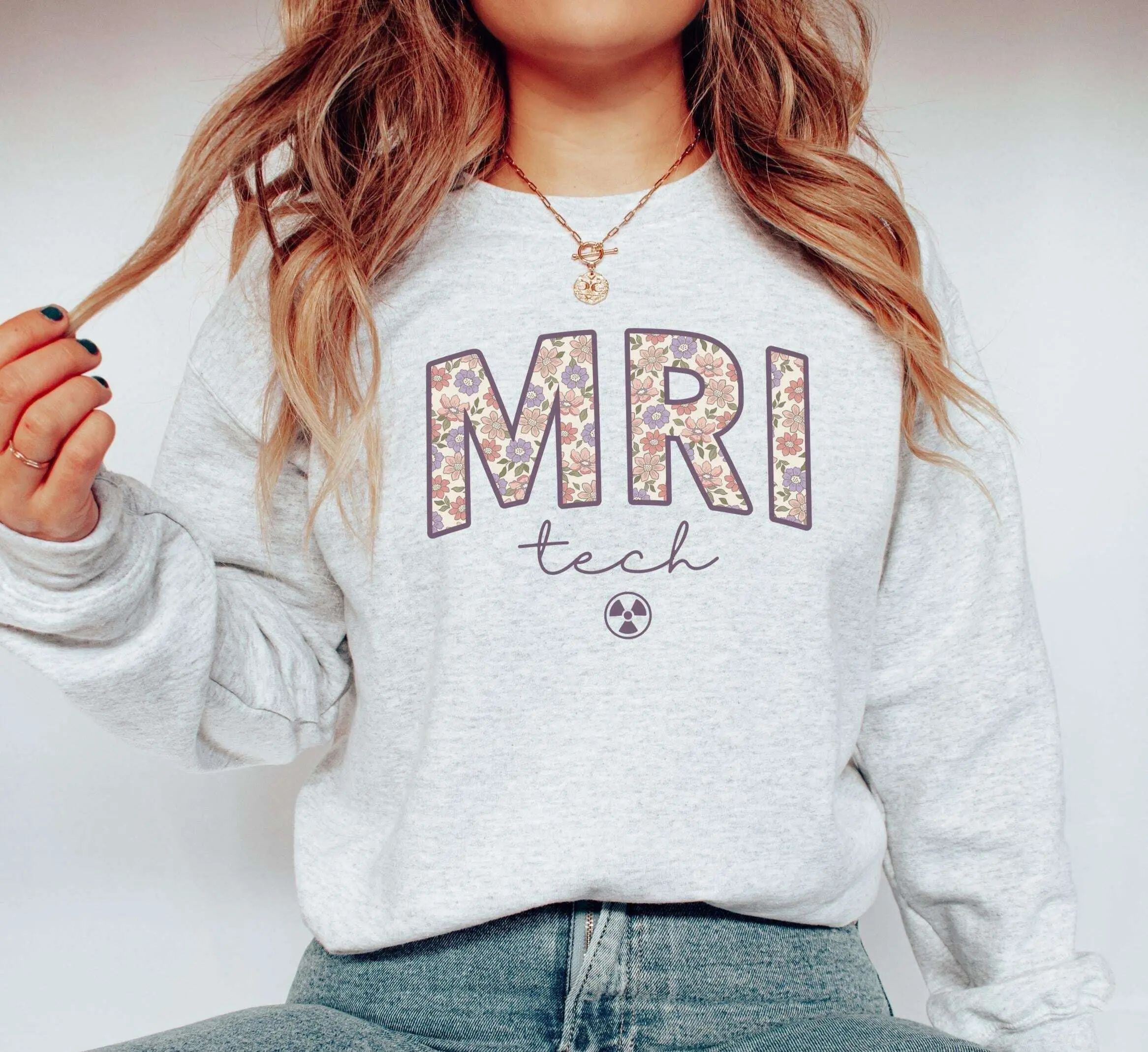 MRI Tech T-Shirt / Sweatshirt / Hoodie • MRI Techs •MRI Technologist Floral tee • Mri Work • Radiology • Rad Tech tee shirt Cotton Fabric