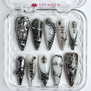 Younique Nails | 10PCS 100% Handmade Press-On Nails | Reusable Colorful Art acrylic stylish 3D