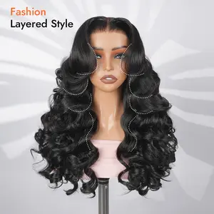 [New In] Wiggins Hair Glueless Layered Cut Body Wave 6*8 Lace Closure Wigs Human Hair Ready To Go Pre Plucked Hairline Pre Styled Beginner Friendly