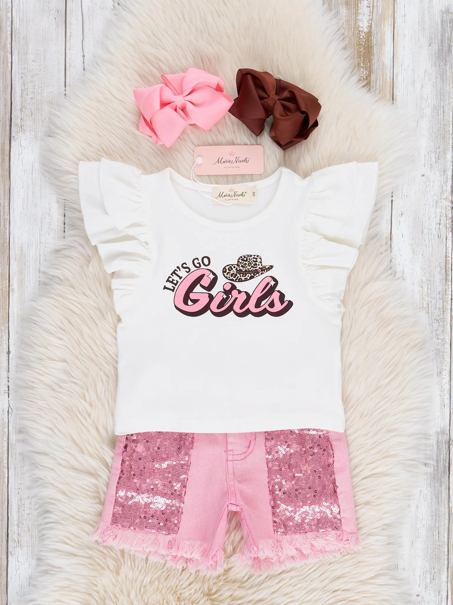 Let's Go Girls Sequin Denim Outfit