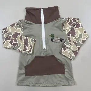Kids Hunting Clothing Mallard Boy Camo Pollover Half Zip Shirt