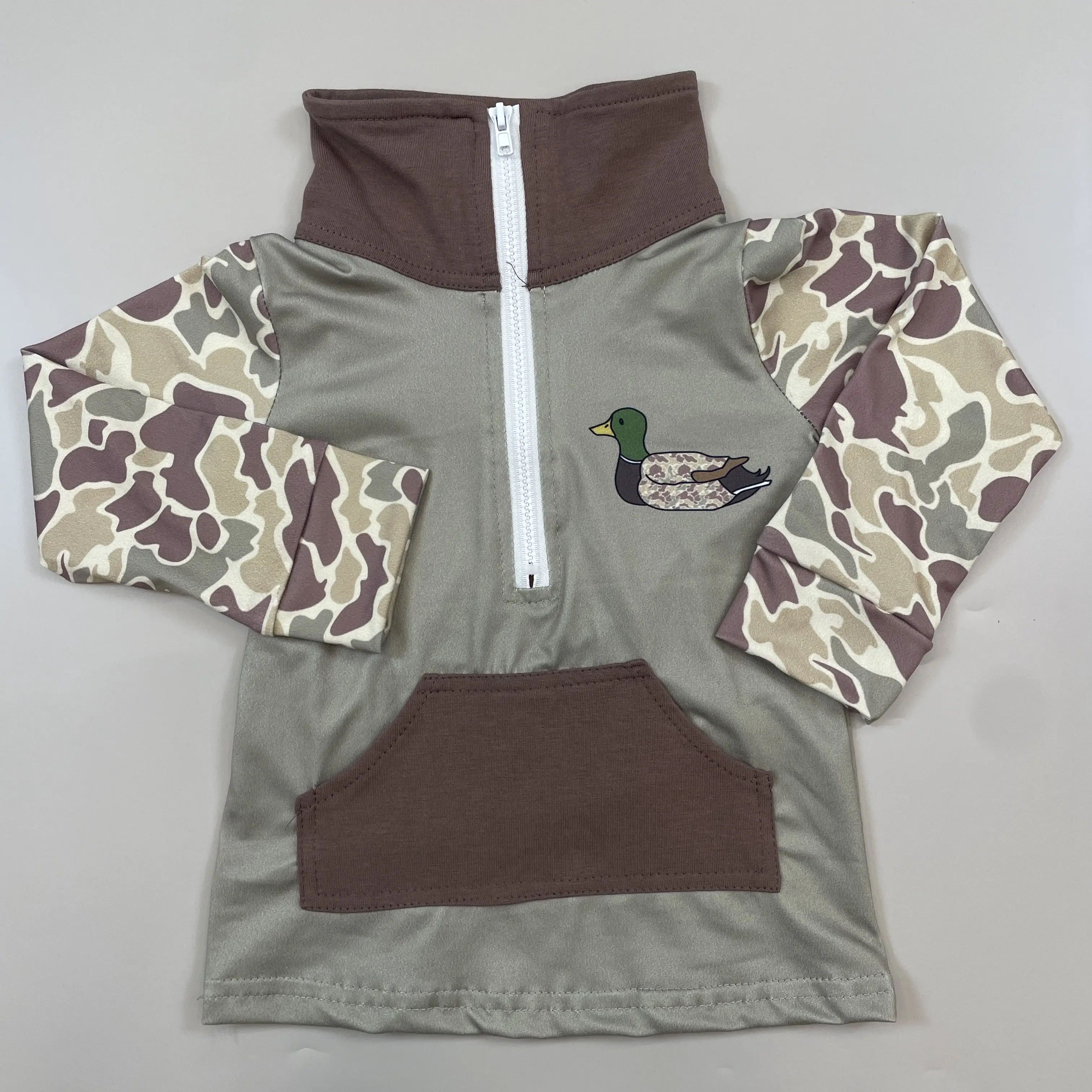 Kids Hunting Clothing Mallard Boy Camo Pollover Half Zip Shirt