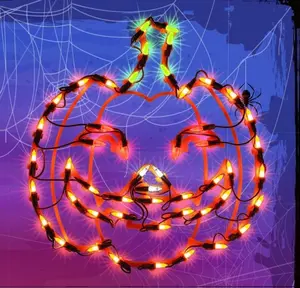 LAMPHOME 13.3'' Halloween Decorations Window Silhouette Holiday Display, Light Up Window Lights, Lighted Jack-O-Lantern for Party, Home, Tabletop