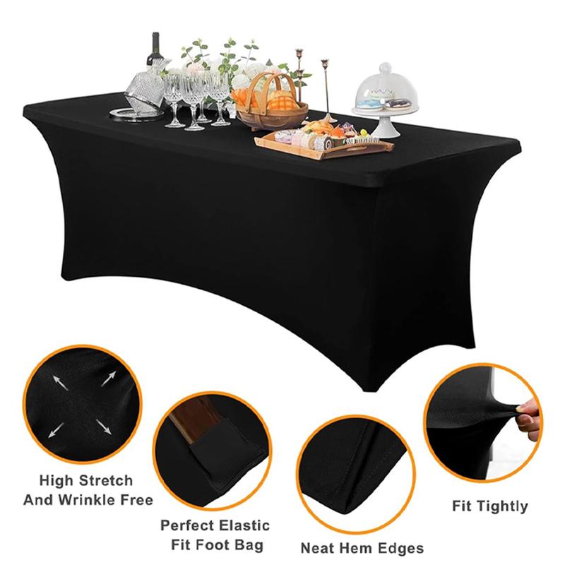 [1/2/4/6/10 Pack] 6FT Tablecloth 230 GSM Stretch, Fitted, Washable and Wrinkle Resistant Table Cloth Rectangle Cover for Trade Shows, Wedding, Parties [72Lx30Wx30H Inch]