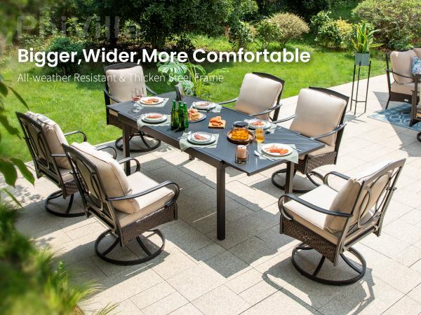 Sophia&William Patio Swivel Chairs Set of 2, Extra Large All-Weather Outdoor Dining Chair with Gentle Rocking, Metal Wicker Frame & Padded Cushions Furniture Lounge Sophia&William Patio Swivel Chairs Set of 2, Extra Large All-Weather Outdoor Dining Chair with Gentle Rocking, Metal Wicker Frame & Padded Cushions Furniture Lounge
