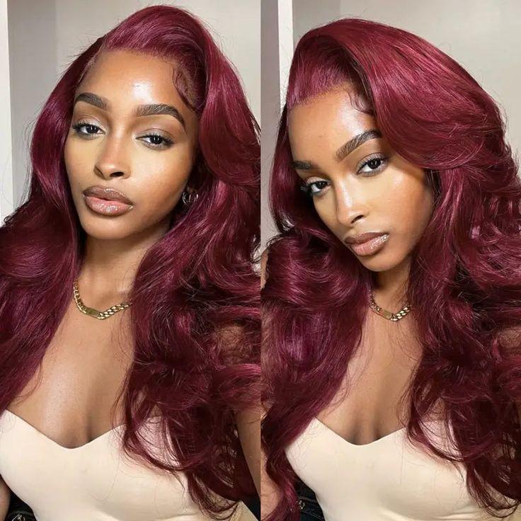 Tuneful 180% Density 99j Burgundy HD Transparent Lace Frontal Wigs Hair 99J 13x6 Straight Hair Wig Wine Red Colored Hair Wig 99j Wig for Black Women