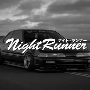 Night Runner Car Sticker, JDM Style Stylish English Decorative Decals, Universal Car Sticker, Waterproof Easy To Stick Durable Car Sticker, Vinyl Waterproof Decals, Vehicle Exterior Decoration