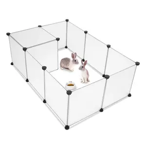 Universal Pet Playpen, Portable Large Plastic Yard Fence for Small Animals, Puppy Kennel Crate Fence Tent, Easy Assemble Expandable DIY Enclosure for Rabbits Guinea Pigs Hamsters Hedgehogs