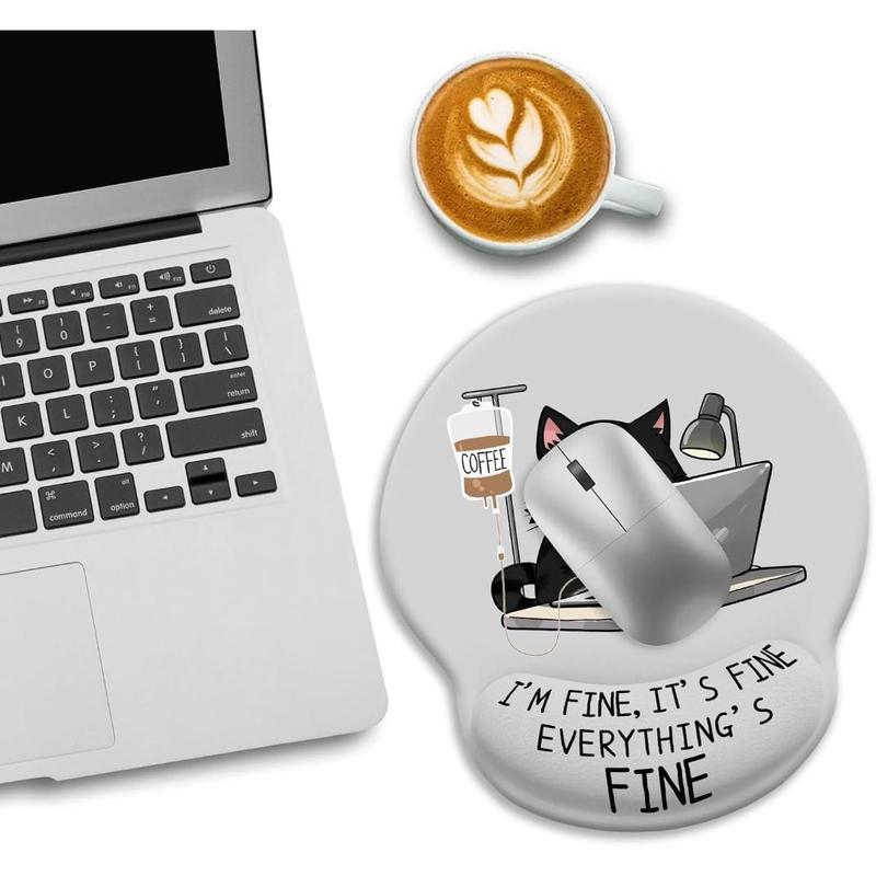 Ergonomic Cat Mouse Pad with Wrist Rest, Gaming Mouse Pad with Wrist Support, Funny Mouse Pad for Desk, Computer Mousepad with Non-Slip Pain Relief PU Base, Cute Office Desk Accessory