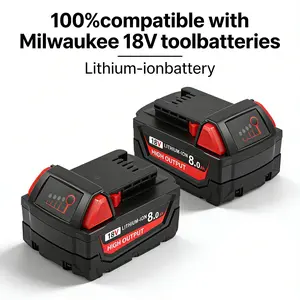 2-Pack 18V 8.0Ah Lithium-Ion Battery For Milwaukee M18, Compatible with 48-11-1862 48-11-1852, LED Indicator