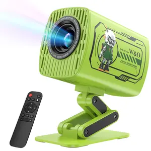 W&O Wireless Projector, Smart Projector with WiFi And Wireless, Native 1080P, Support 4K, Built-in Speakers, Automatic Level Correction, 180-degree Rotation, Suitable for Mobile Phones/TV Sticks/laptops, First Choice for Home Theater, Movie Nights