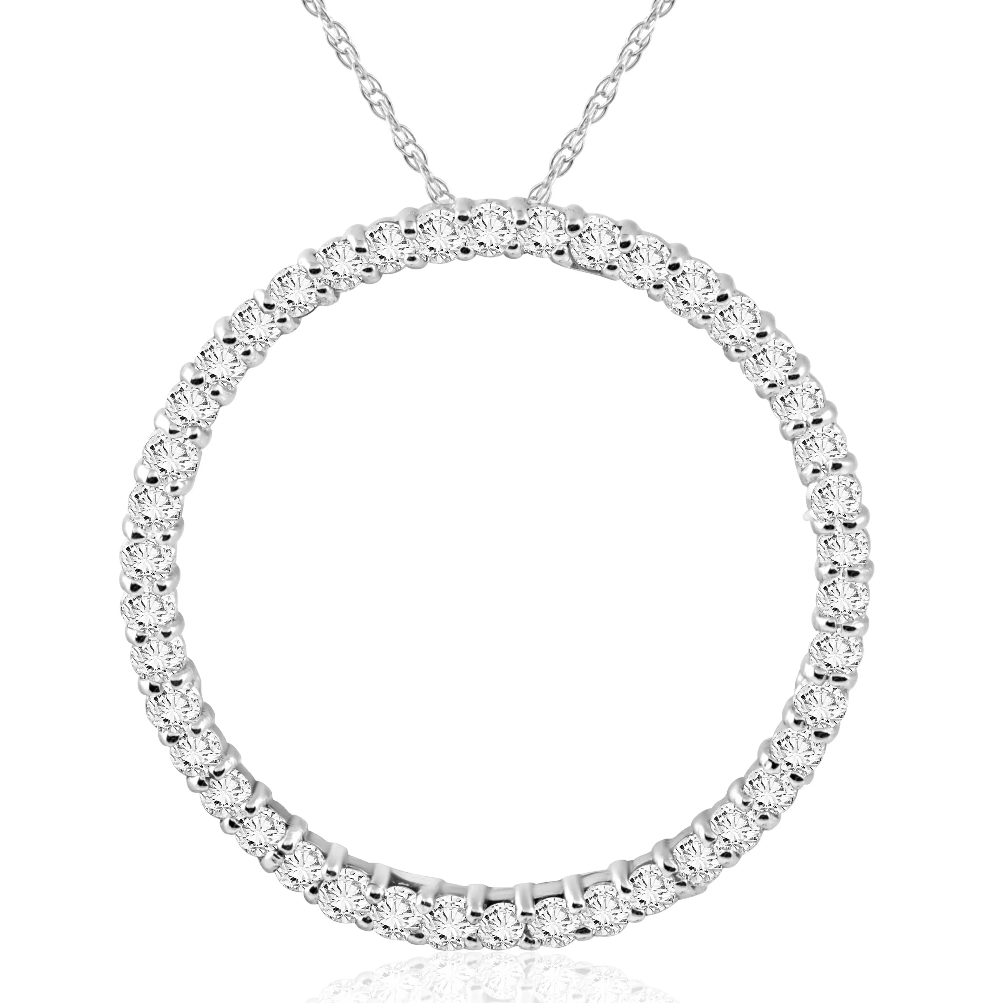 3/4ct Circle Diamond Pendant 14K White Gold Lab Grown